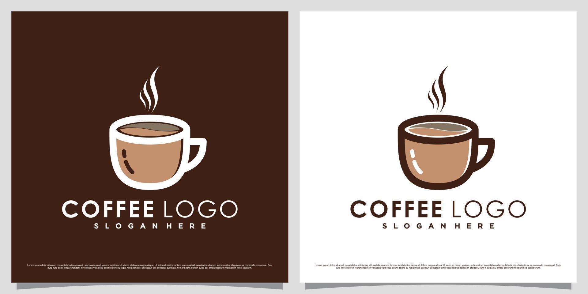 Coffee logo design template for cafe or restaurant with cup icon and creative element vector