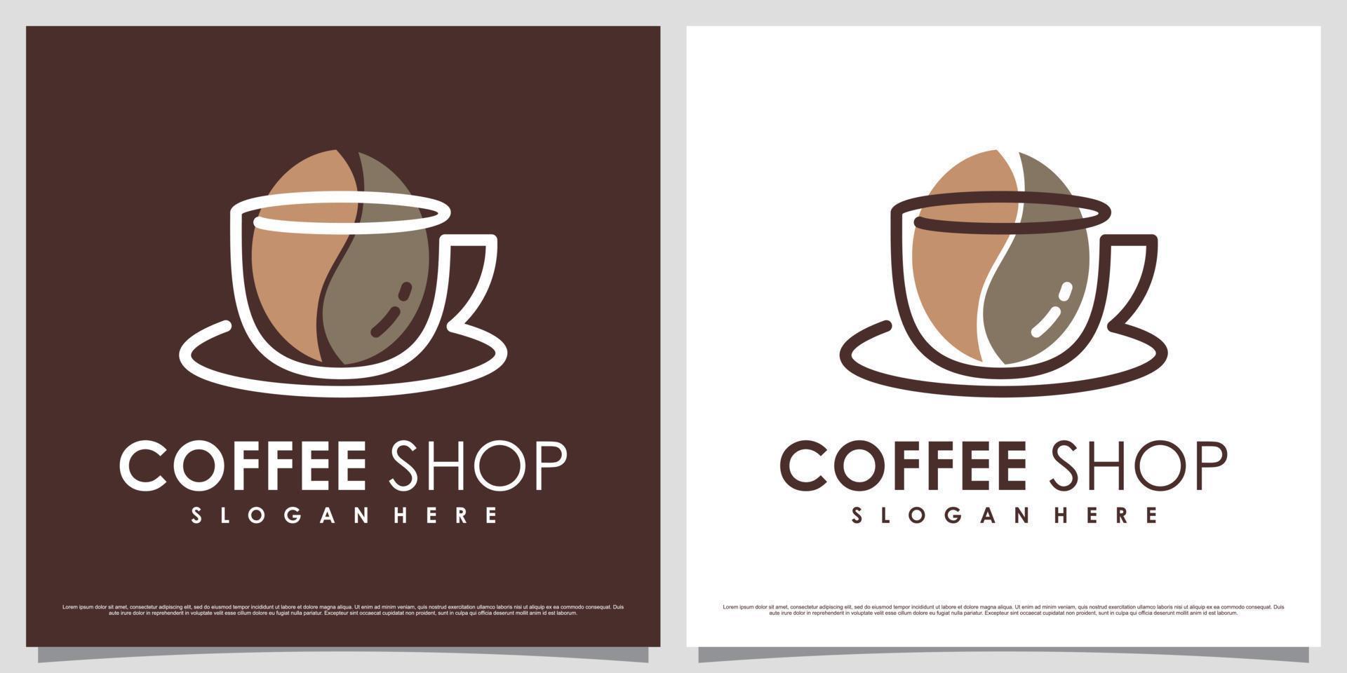 Coffee logo design template for cafe or restaurant with cup icon and creative element vector