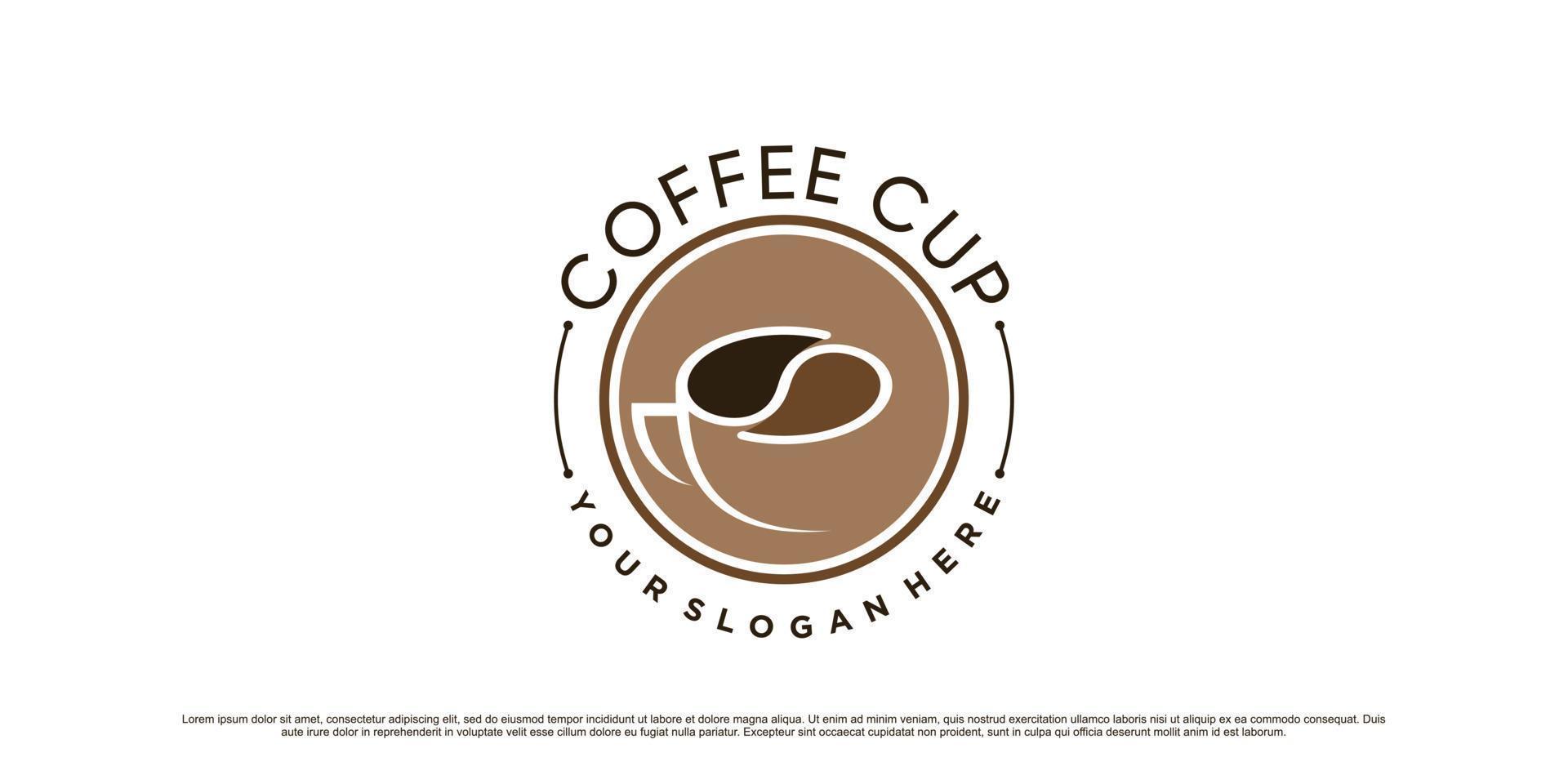 Coffee logo design template for cafe or restaurant with cup icon and creative element vector