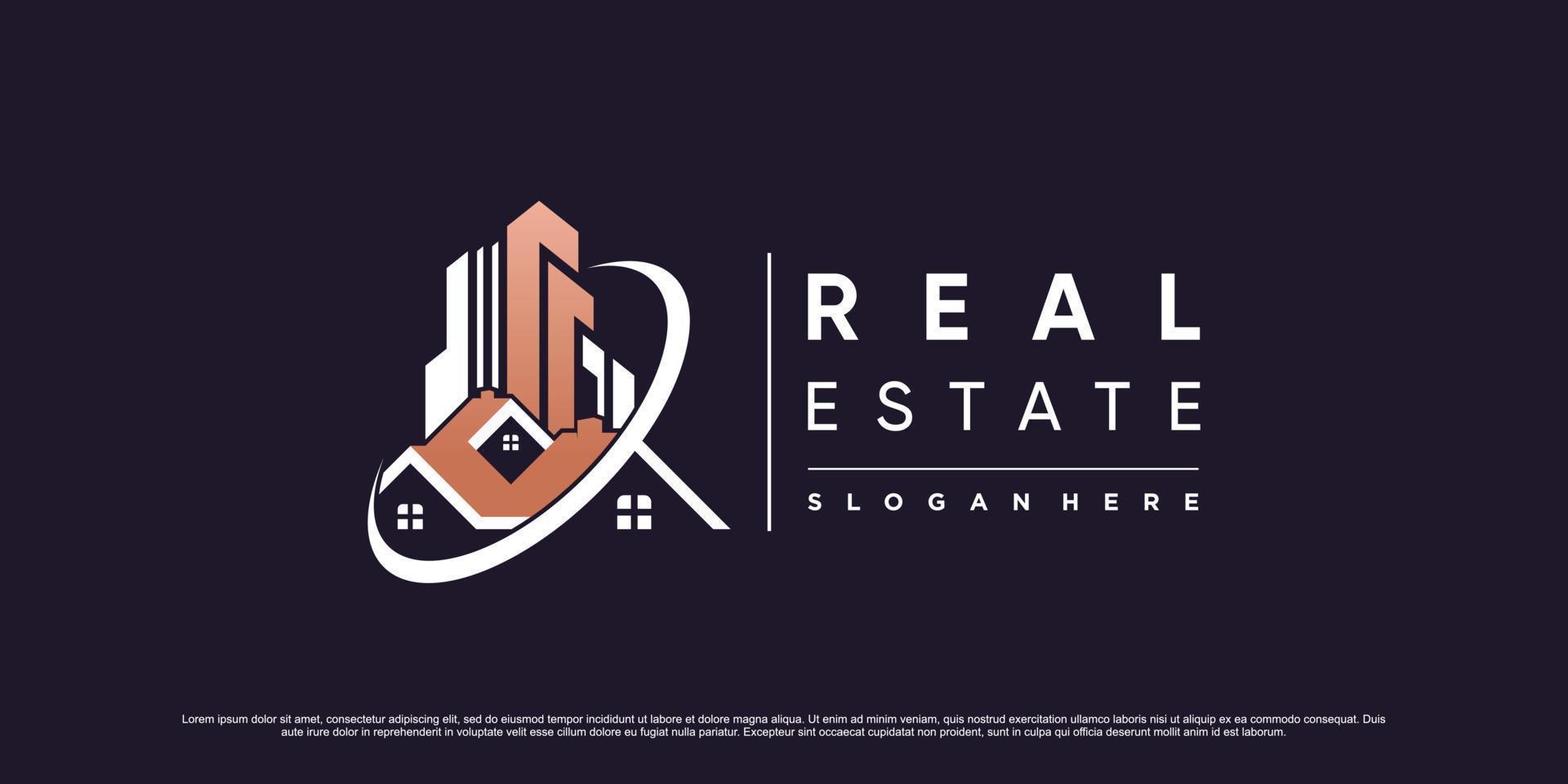 Real estate building logo design template with modern concept and creative element vector