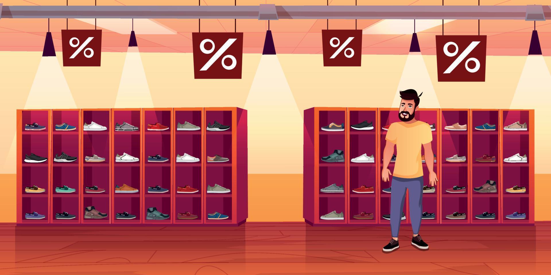 The seller is standing in the shoe store vector