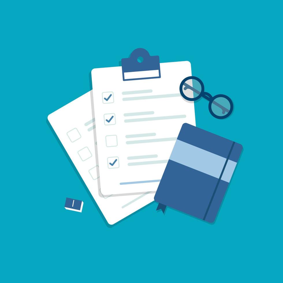 Clipboard with checklist in a flat style,flat design icon vector illustration