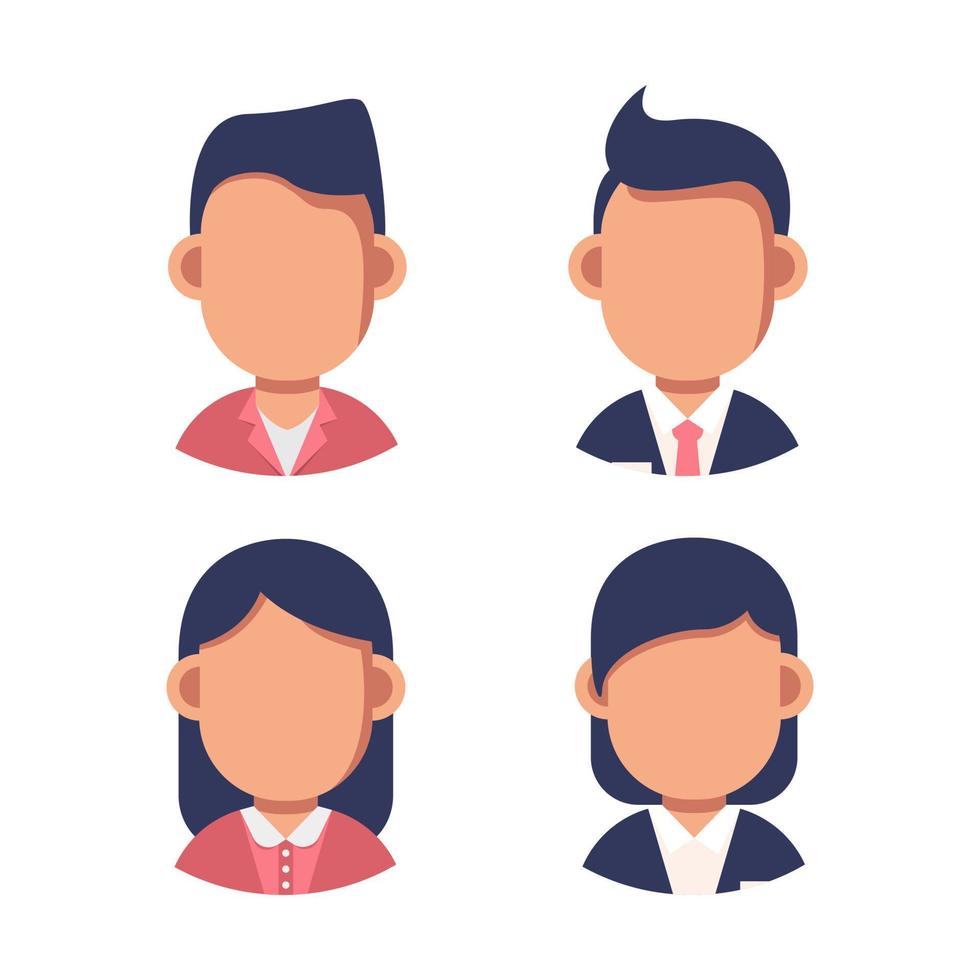 conjunto de diversos avatares redondos aislados en fondo blanco. diferentes estilos de ropa y cabello vector