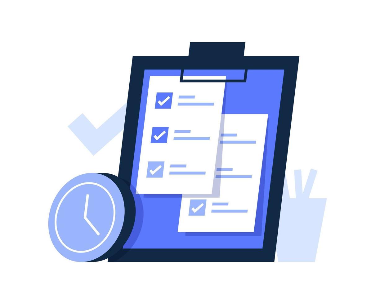 To do list or planning icon concept. All tasks are completed. Paper sheets with check marks,flat design icon vector illustration