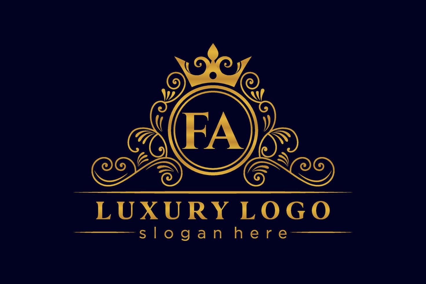 FA Initial Letter Gold calligraphic feminine floral hand drawn heraldic monogram antique vintage style luxury logo design Premium Vector