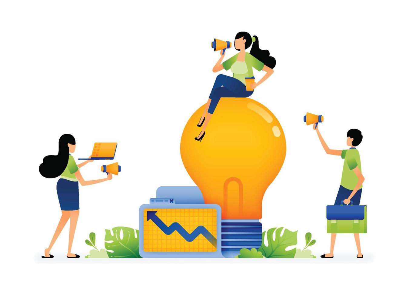 Illustration ideas in increasing the achievement of company profits in finance and investment. Designed for website, landing page, flyer, banner, apps, brochure, startup media company vector