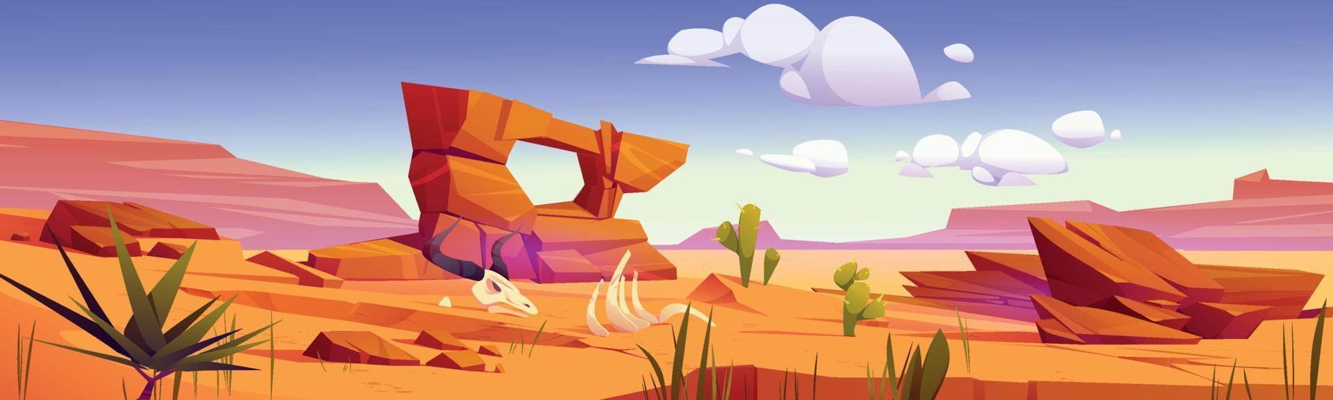 Arizona desert landscape, wild west background vector