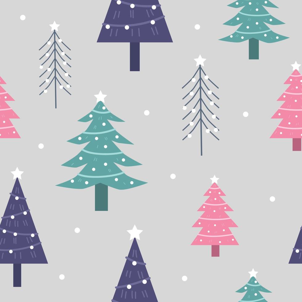 Cute christmas tree seamless pattern vector