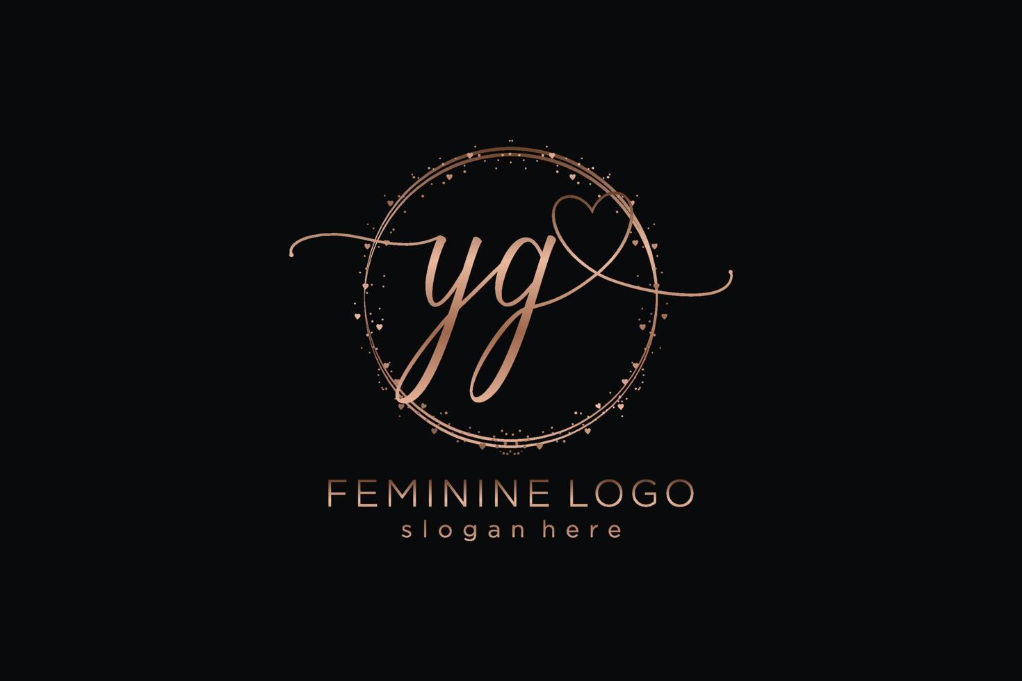 logotipo inicial de escritura a mano yg con plantilla de círculo logotipo vectorial de boda inicial, moda, floral y botánica con plantilla creativa. vector