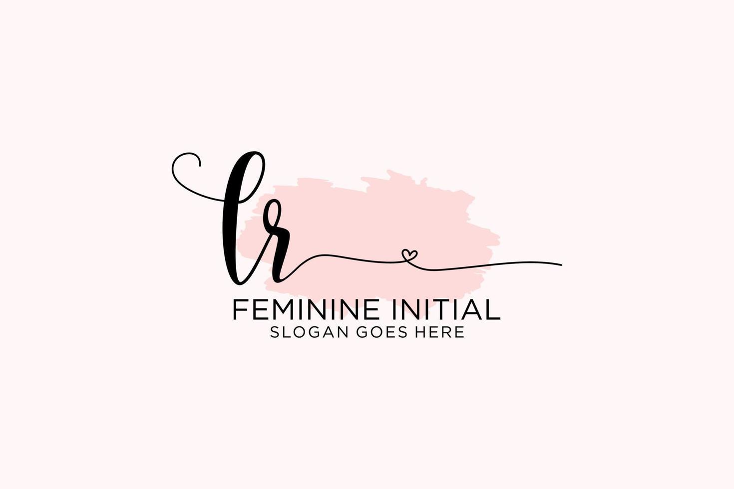 Initial LR beauty monogram and elegant logo design handwriting logo of initial signature, wedding, fashion, floral and botanical with creative template. vector