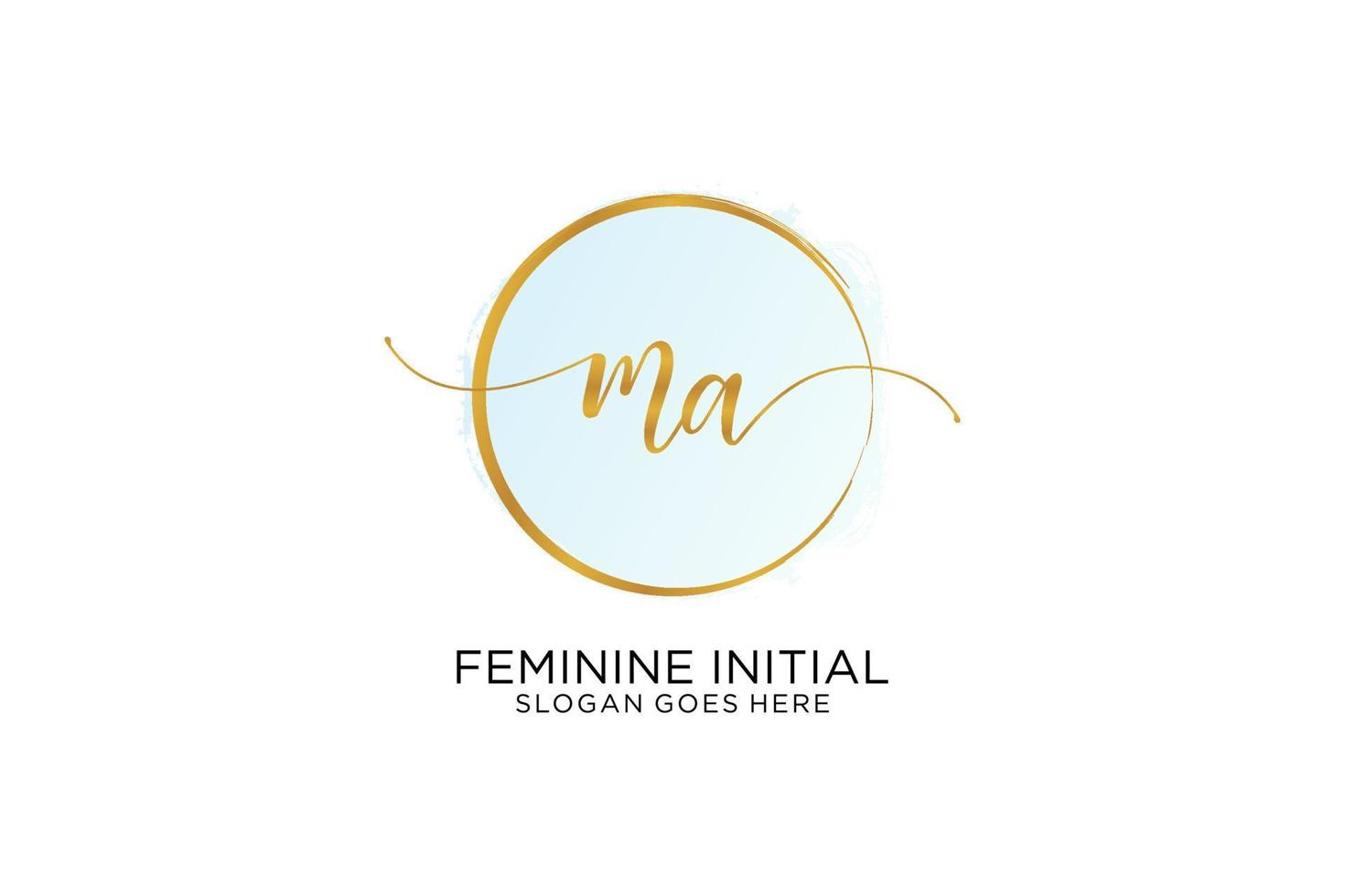 Initial MA handwriting logo with circle template vector signature, wedding, fashion, floral and botanical with creative template.