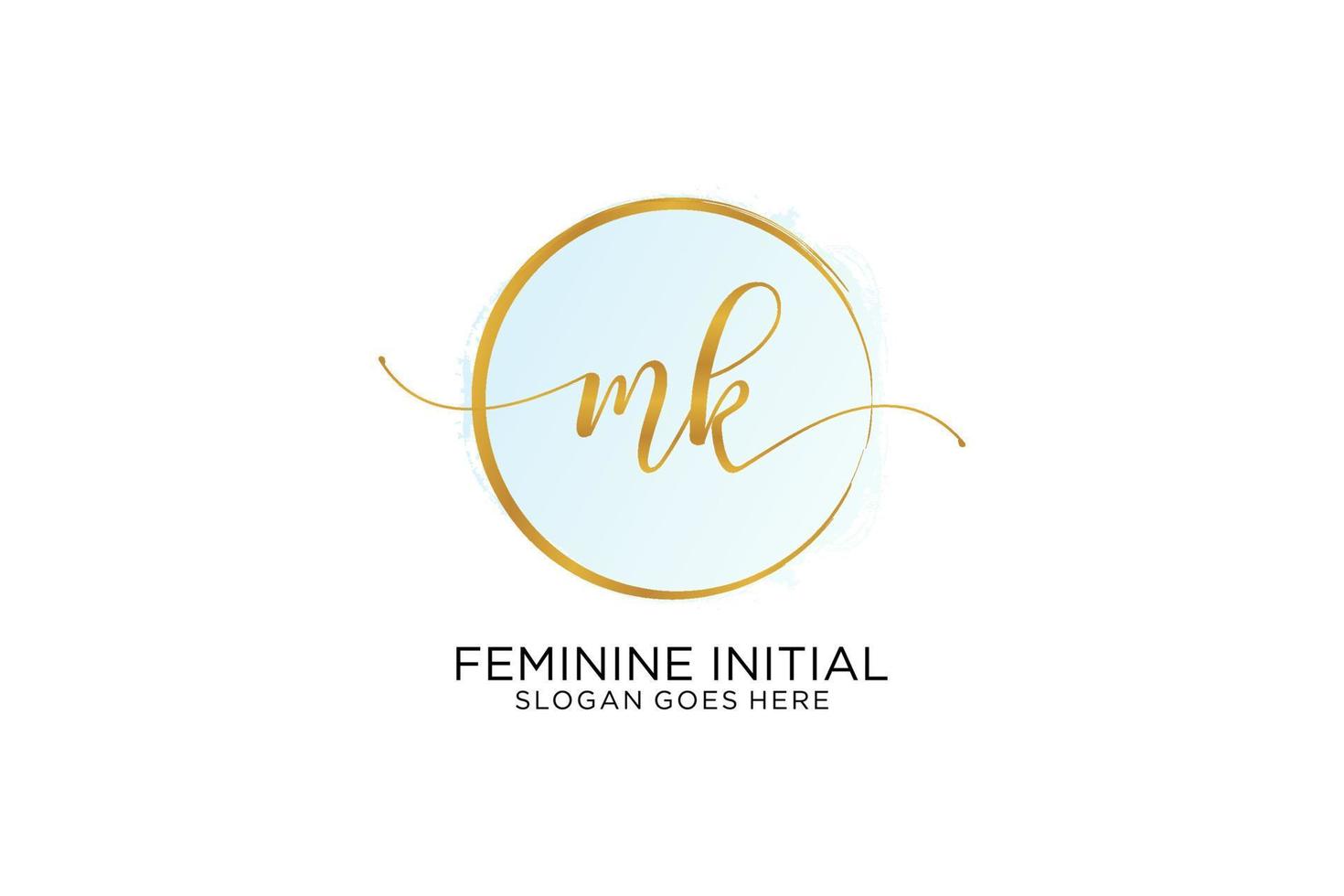 Initial MK handwriting logo with circle template vector signature, wedding, fashion, floral and botanical with creative template.