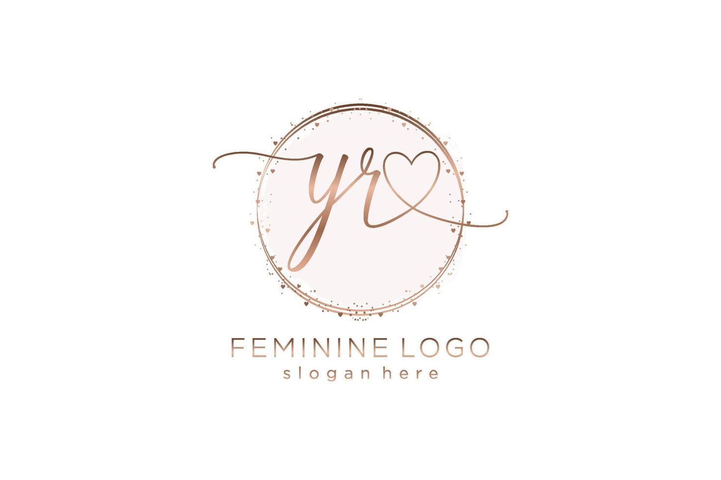 Initial YR handwriting logo with circle template vector logo of initial wedding, fashion, floral and botanical with creative template.