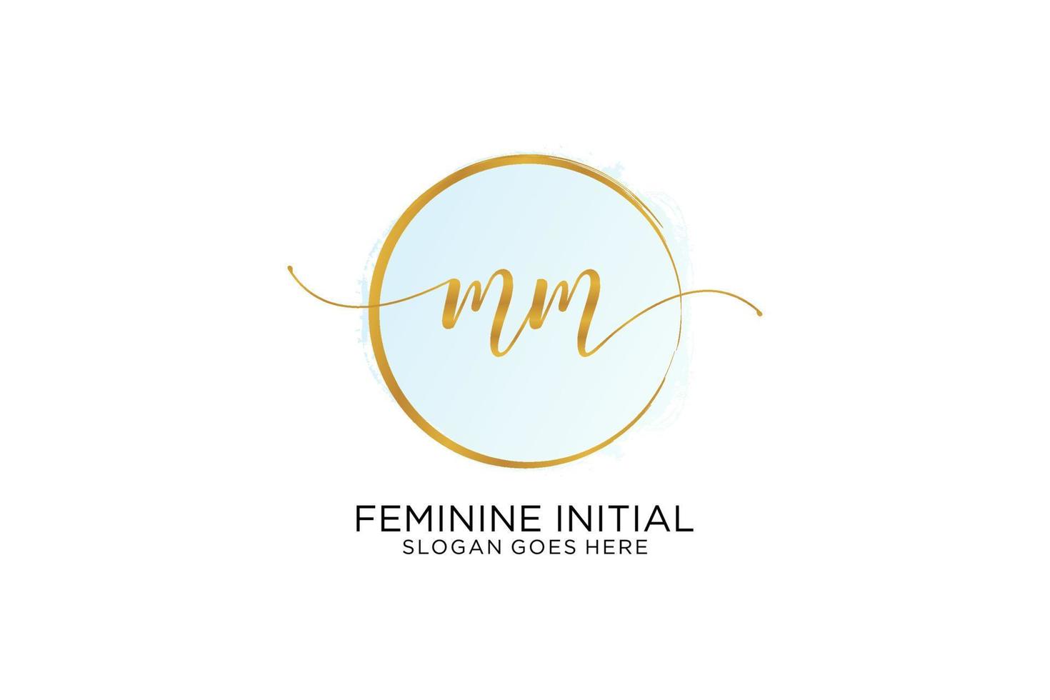 Initial MM handwriting logo with circle template vector signature, wedding, fashion, floral and botanical with creative template.