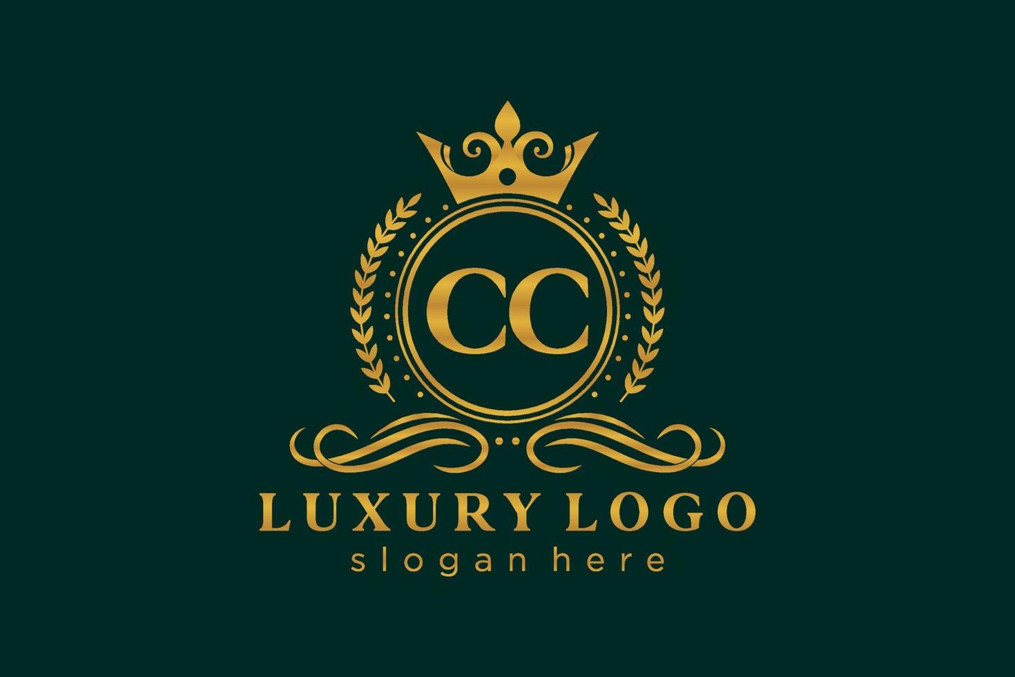 Initial CC Letter Royal Luxury Logo template in vector art for Restaurant, Royalty, Boutique, Cafe, Hotel, Heraldic, Jewelry, Fashion and other vector illustration.