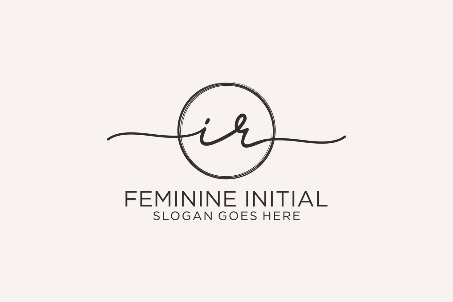Initial IR handwriting logo with circle template vector logo of initial signature, wedding, fashion, floral and botanical with creative template.