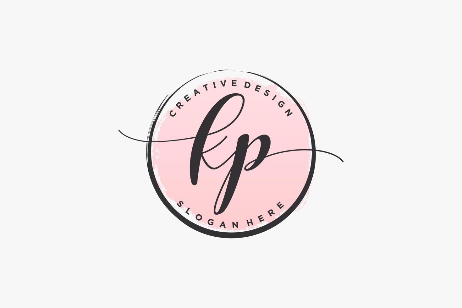 Initial KP handwriting logo with circle template vector signature, wedding, fashion, floral and botanical with creative template.