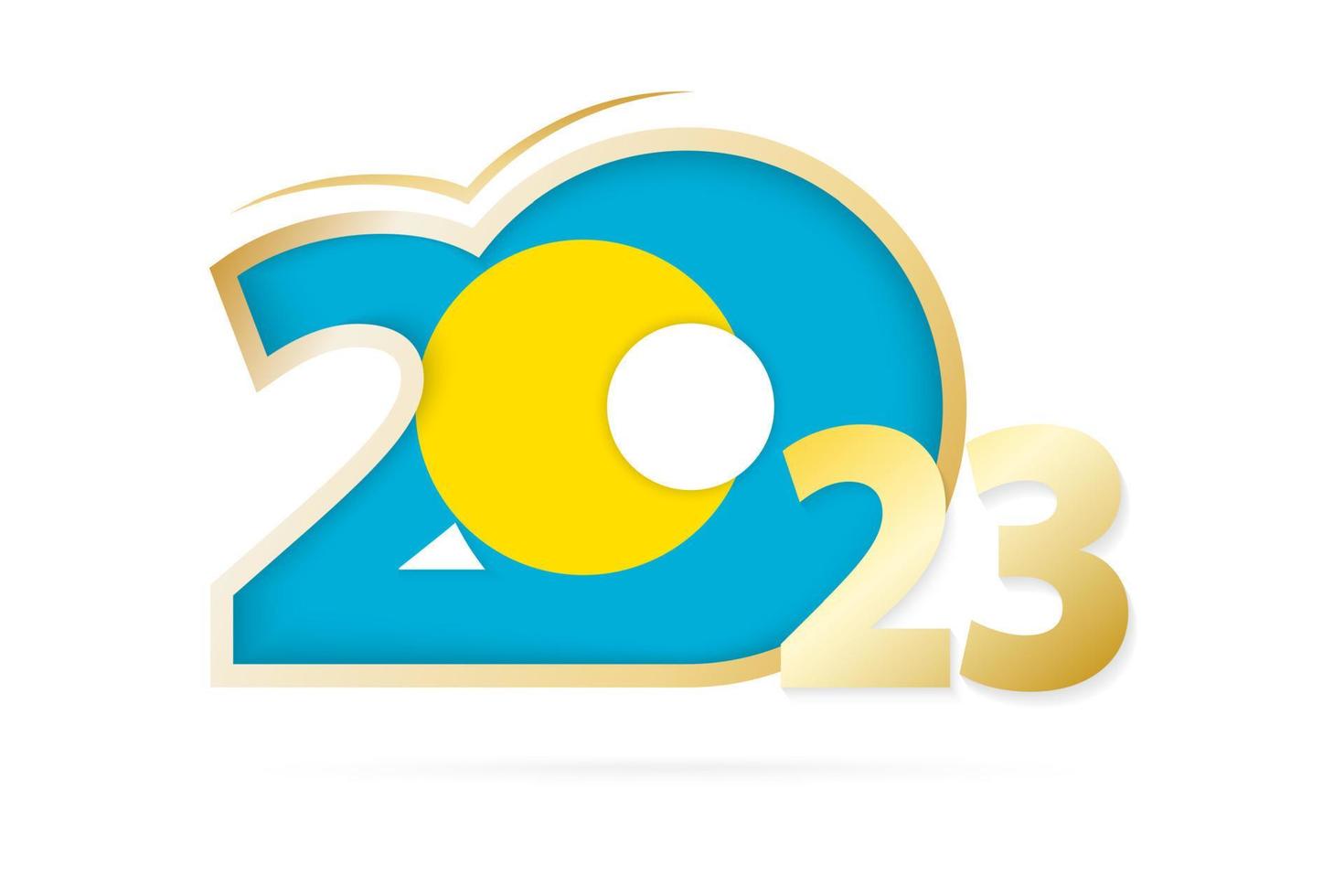 Year 2023 with Palau Flag pattern. vector