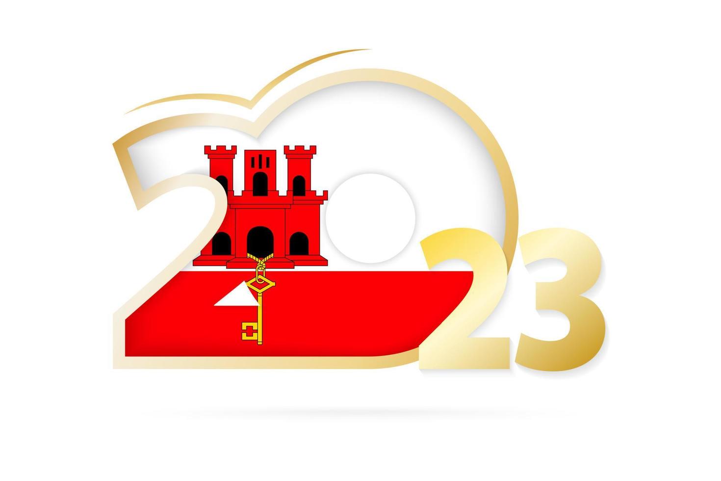 Year 2023 with Gibraltar Flag pattern. vector