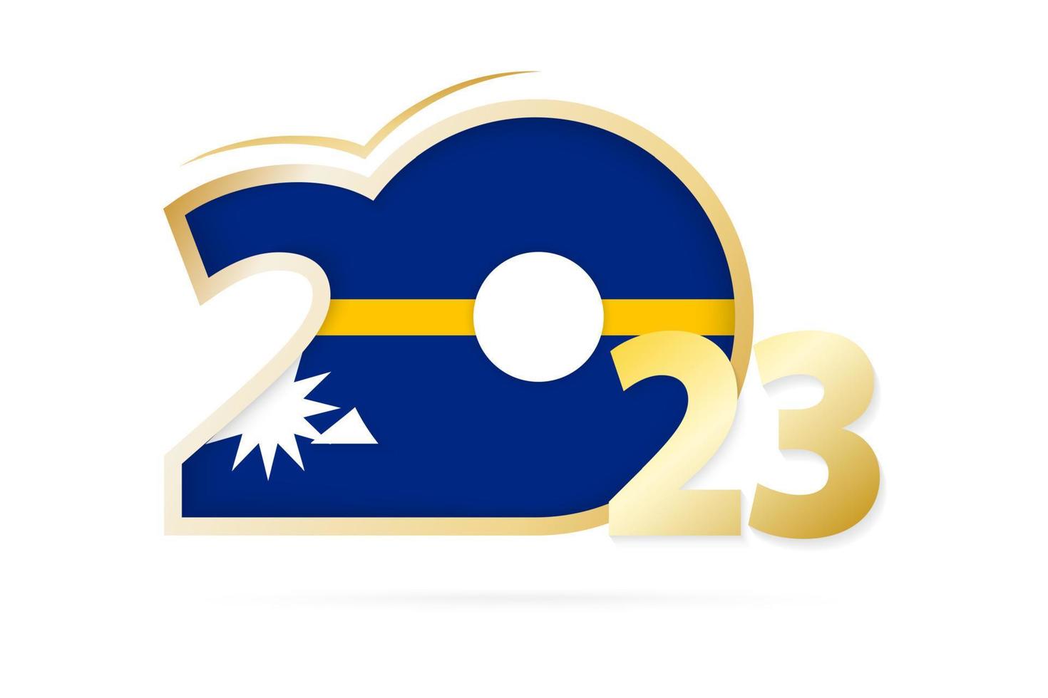 Year 2023 with Nauru Flag pattern. vector