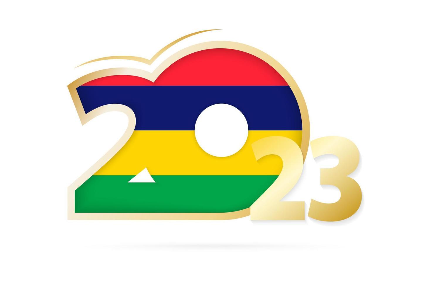 Year 2023 with Mauritius Flag pattern. vector