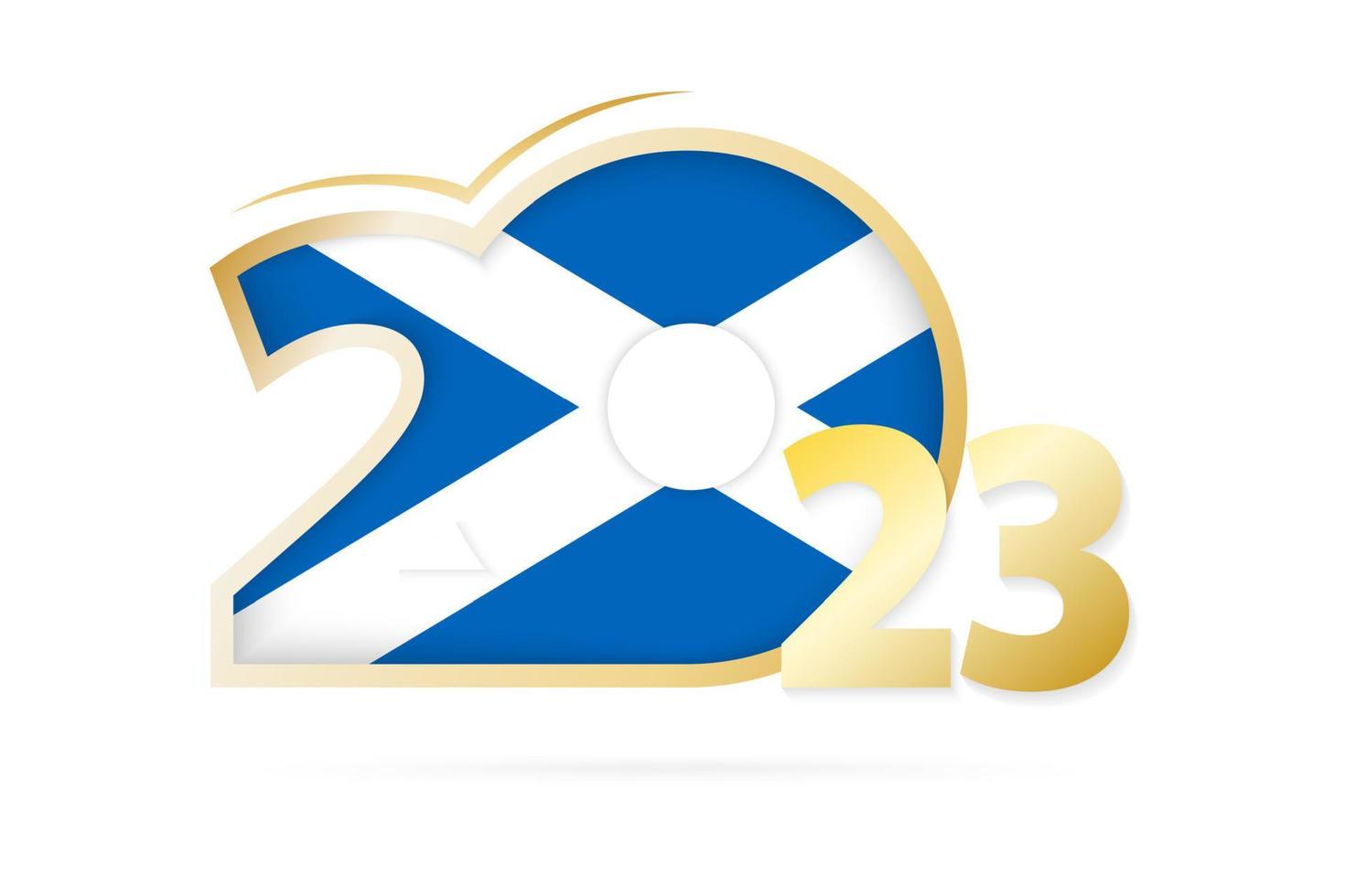 Year 2023 with Scotland Flag pattern. vector