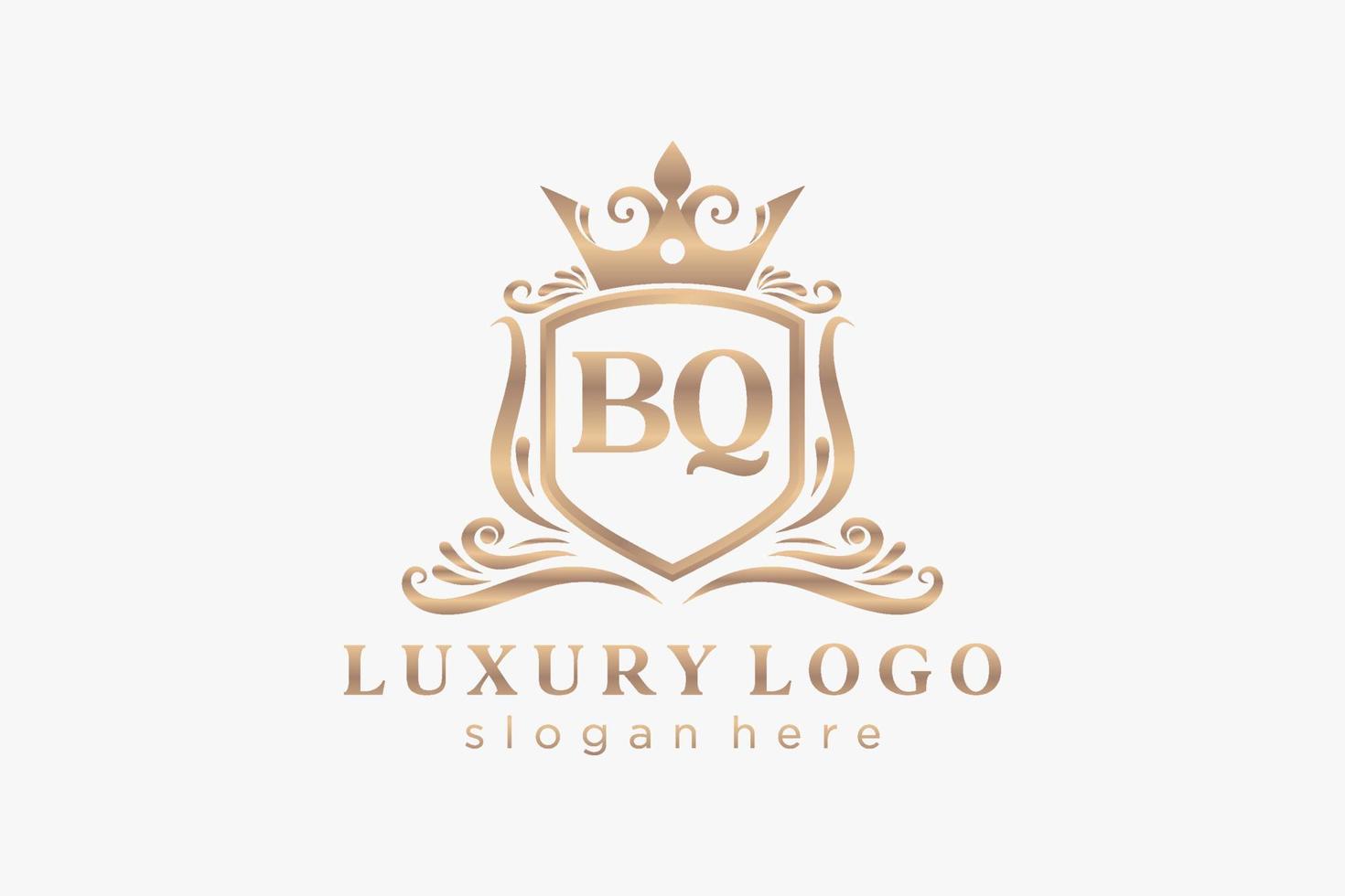 Initial BQ Letter Royal Luxury Logo template in vector art for Restaurant, Royalty, Boutique, Cafe, Hotel, Heraldic, Jewelry, Fashion and other vector illustration.