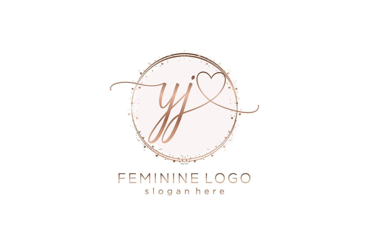 Initial YJ handwriting logo with circle template vector logo of initial wedding, fashion, floral and botanical with creative template.