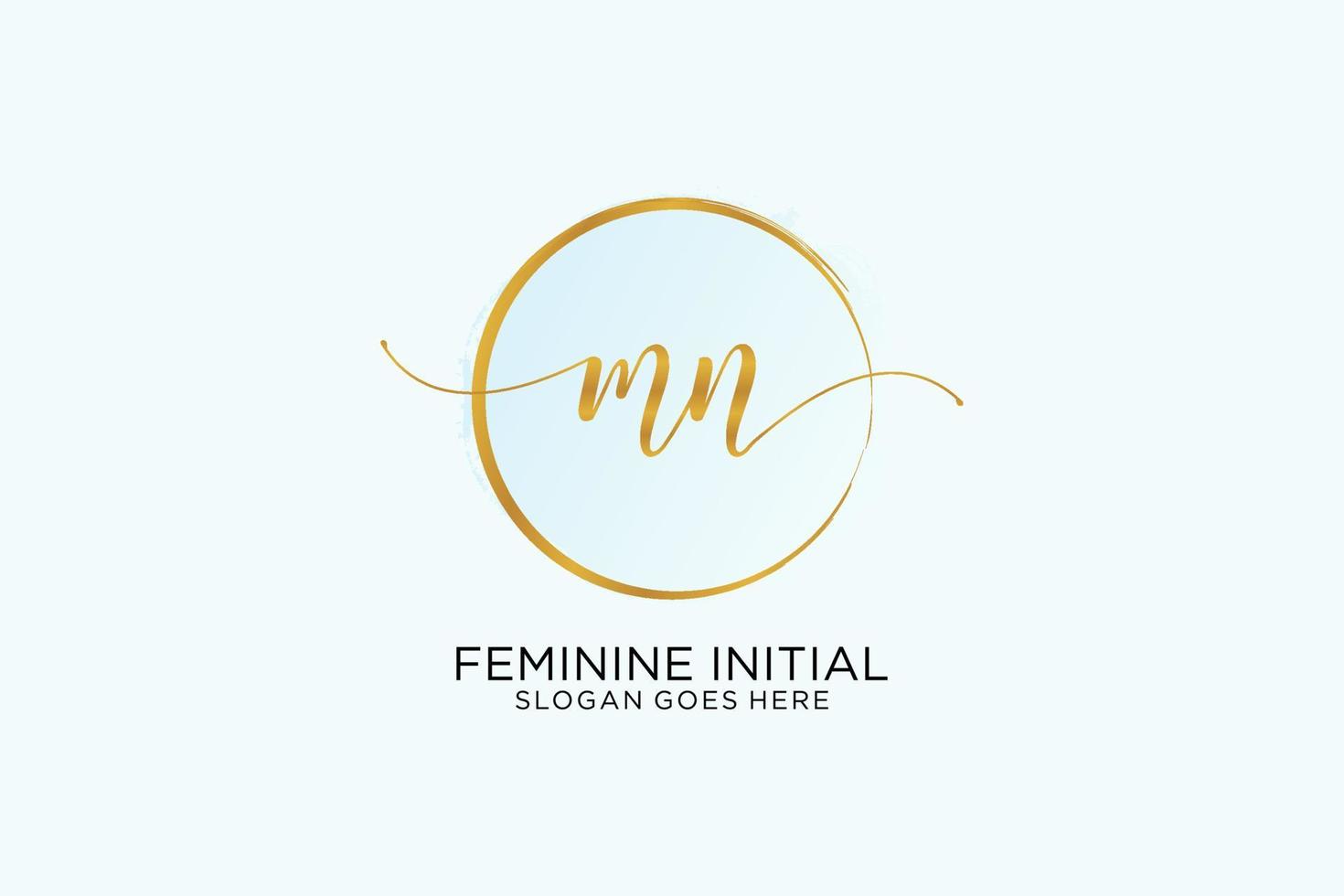 Initial MN handwriting logo with circle template vector signature, wedding, fashion, floral and botanical with creative template.