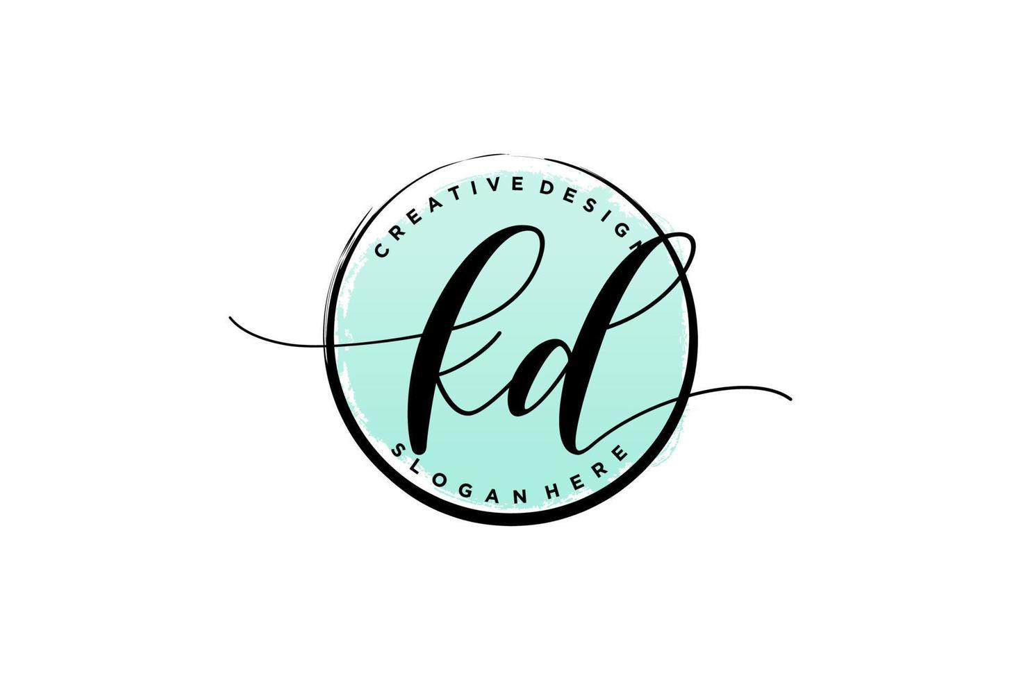 Initial KD handwriting logo with circle template vector signature, wedding, fashion, floral and botanical with creative template.