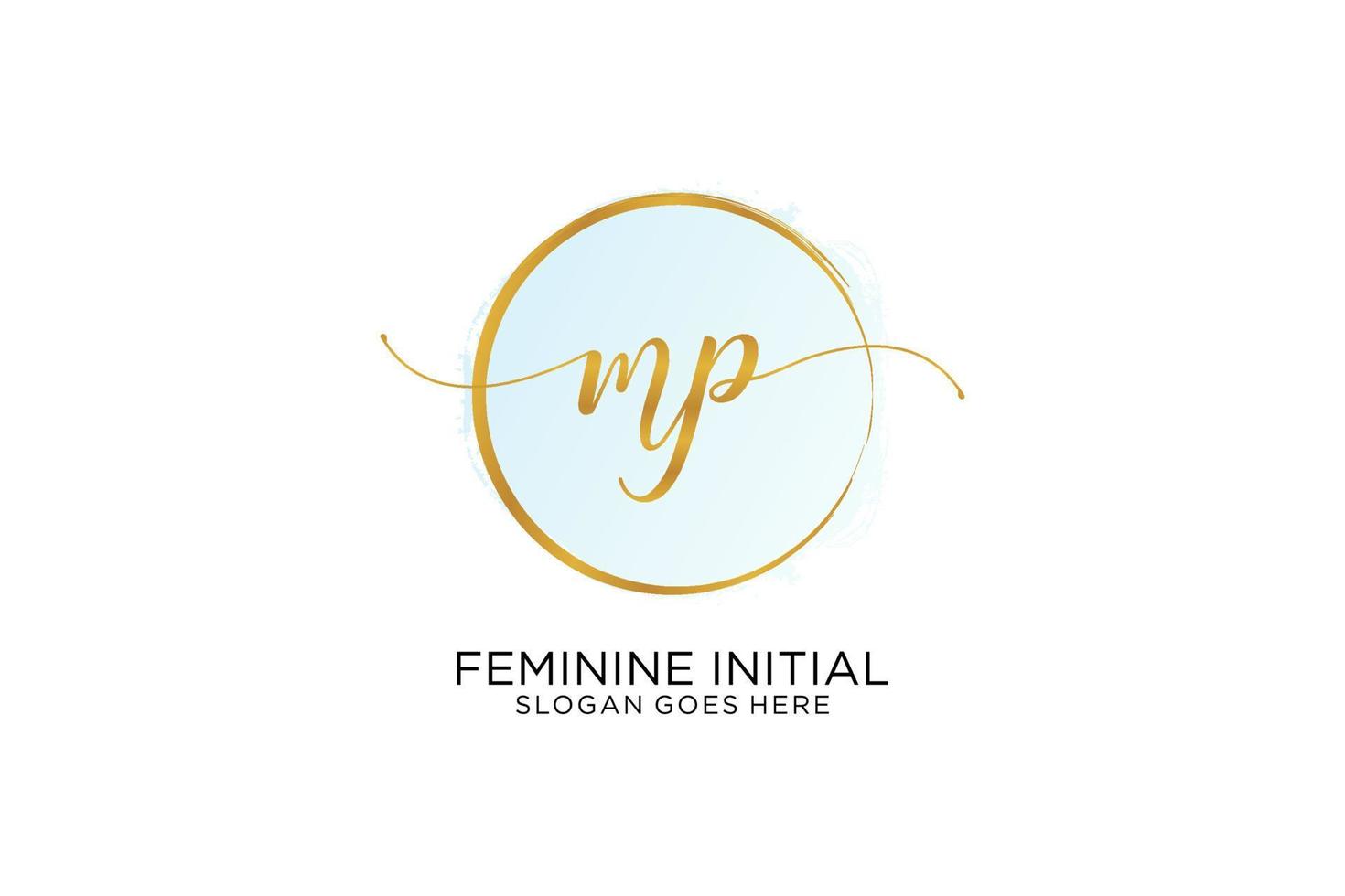 Initial MP handwriting logo with circle template vector signature, wedding, fashion, floral and botanical with creative template.