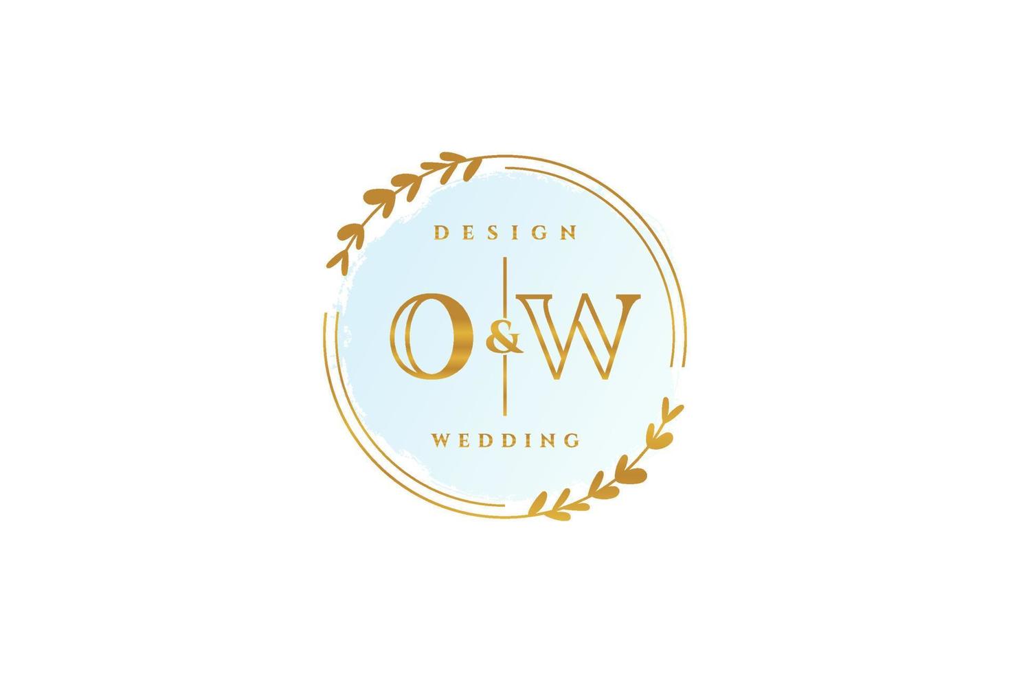 Initial OW beauty monogram and elegant logo design handwriting logo of initial signature, wedding, fashion, floral and botanical with creative template. vector