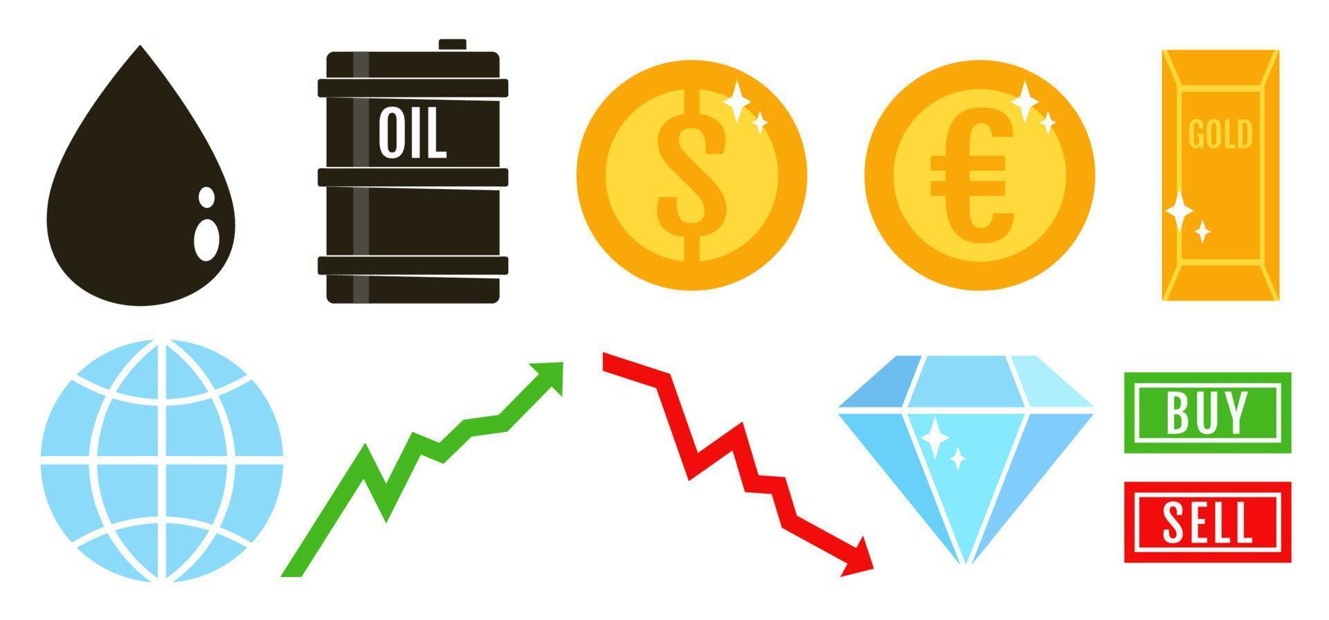 iconos de conjunto de vectores para la bolsa de valores