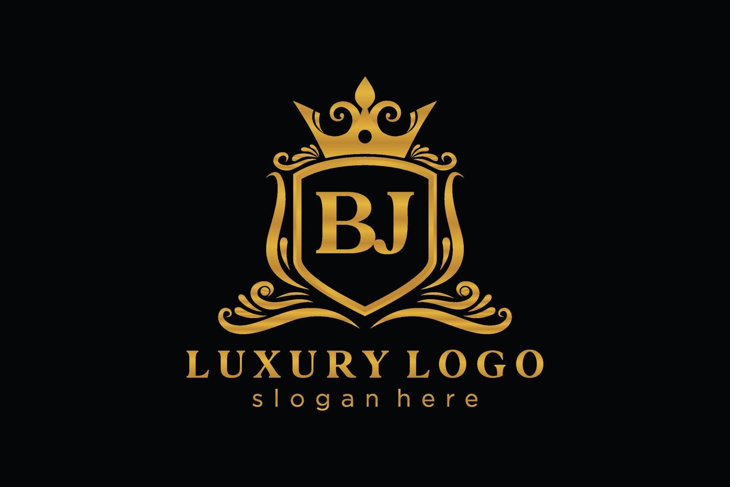 plantilla de logotipo de lujo real de letra bj inicial en arte vectorial para restaurante, realeza, boutique, cafetería, hotel, heráldica, joyería, moda y otras ilustraciones vectoriales. vector