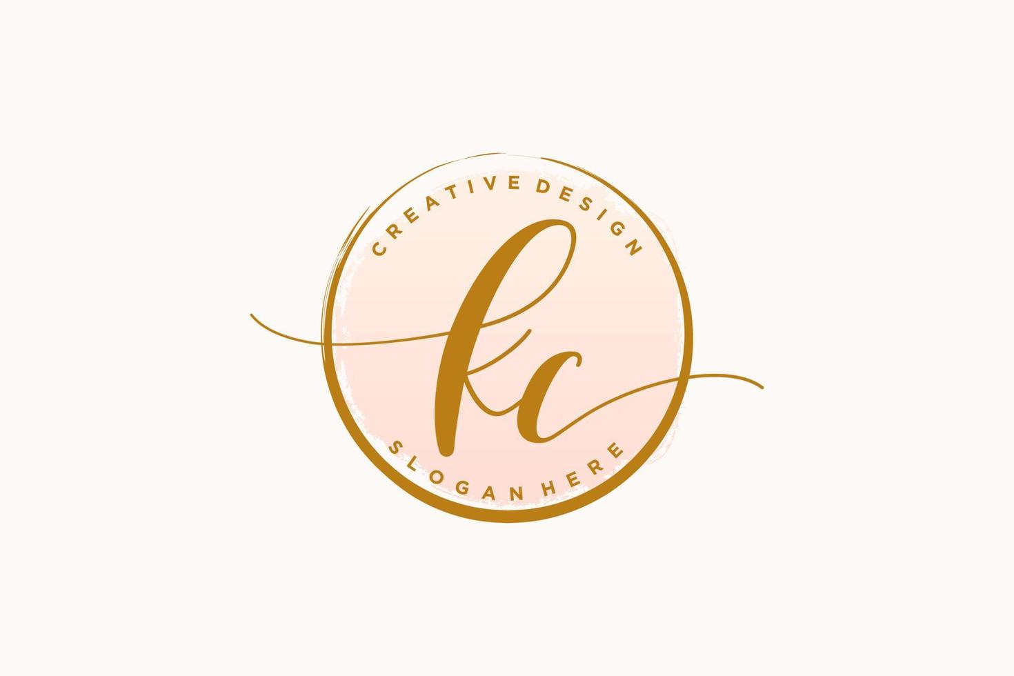 Initial KC handwriting logo with circle template vector signature, wedding, fashion, floral and botanical with creative template.