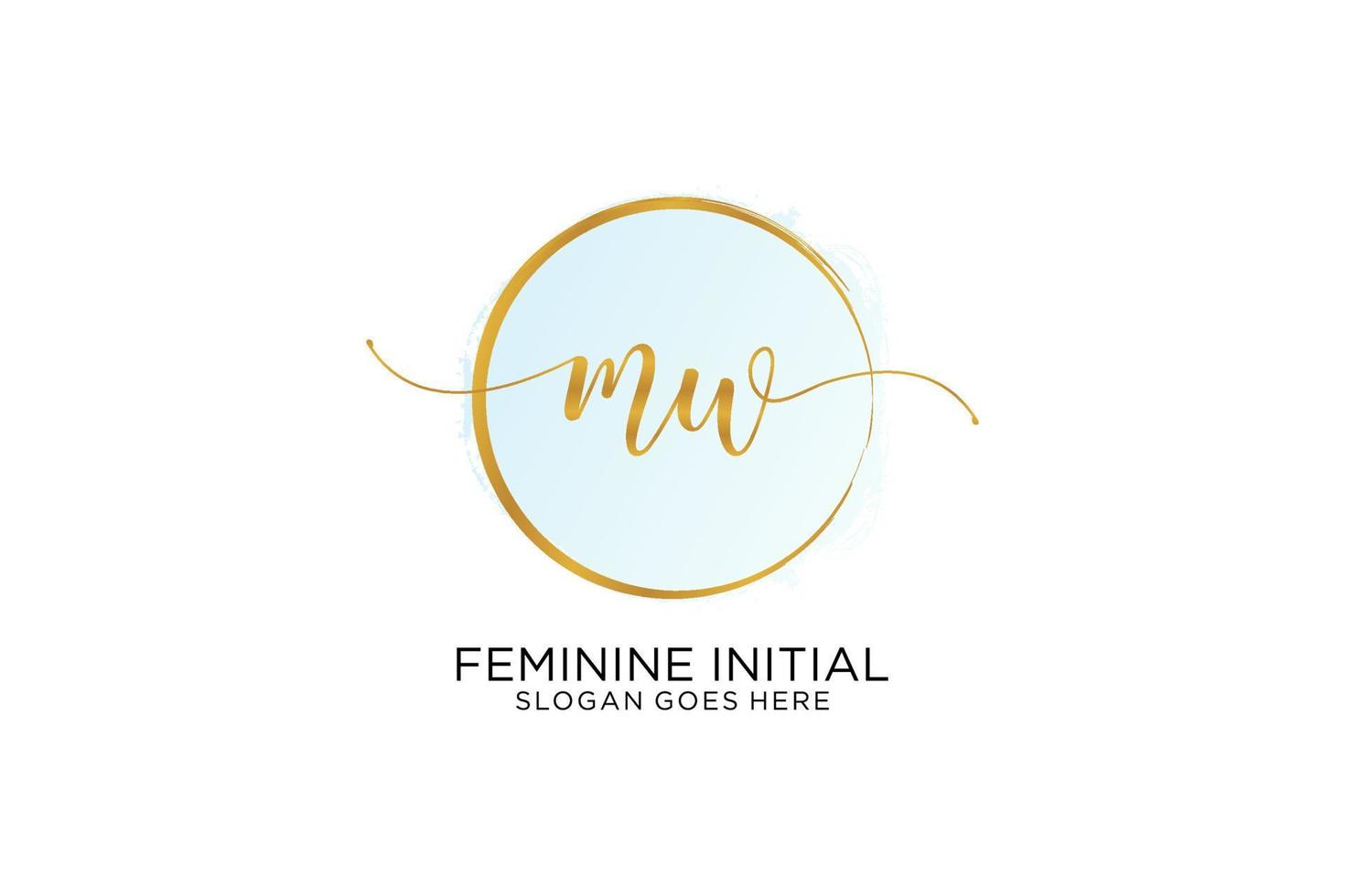 Initial MW handwriting logo with circle template vector signature, wedding, fashion, floral and botanical with creative template.