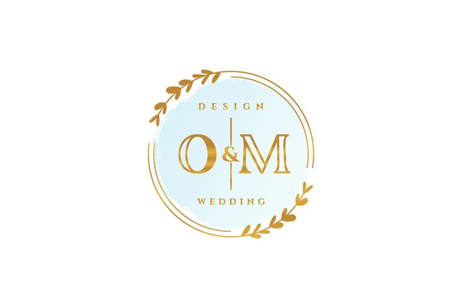 Initial OM beauty monogram and elegant logo design handwriting logo of initial signature, wedding, fashion, floral and botanical with creative template. vector