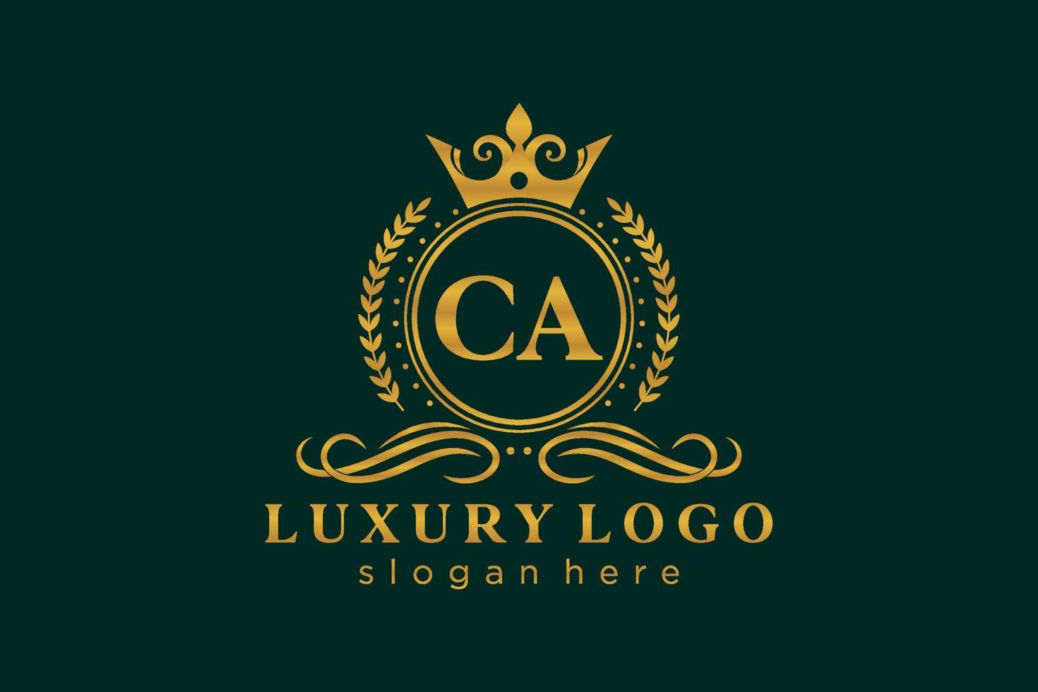 Initial CA Letter Royal Luxury Logo template in vector art for Restaurant, Royalty, Boutique, Cafe, Hotel, Heraldic, Jewelry, Fashion and other vector illustration.