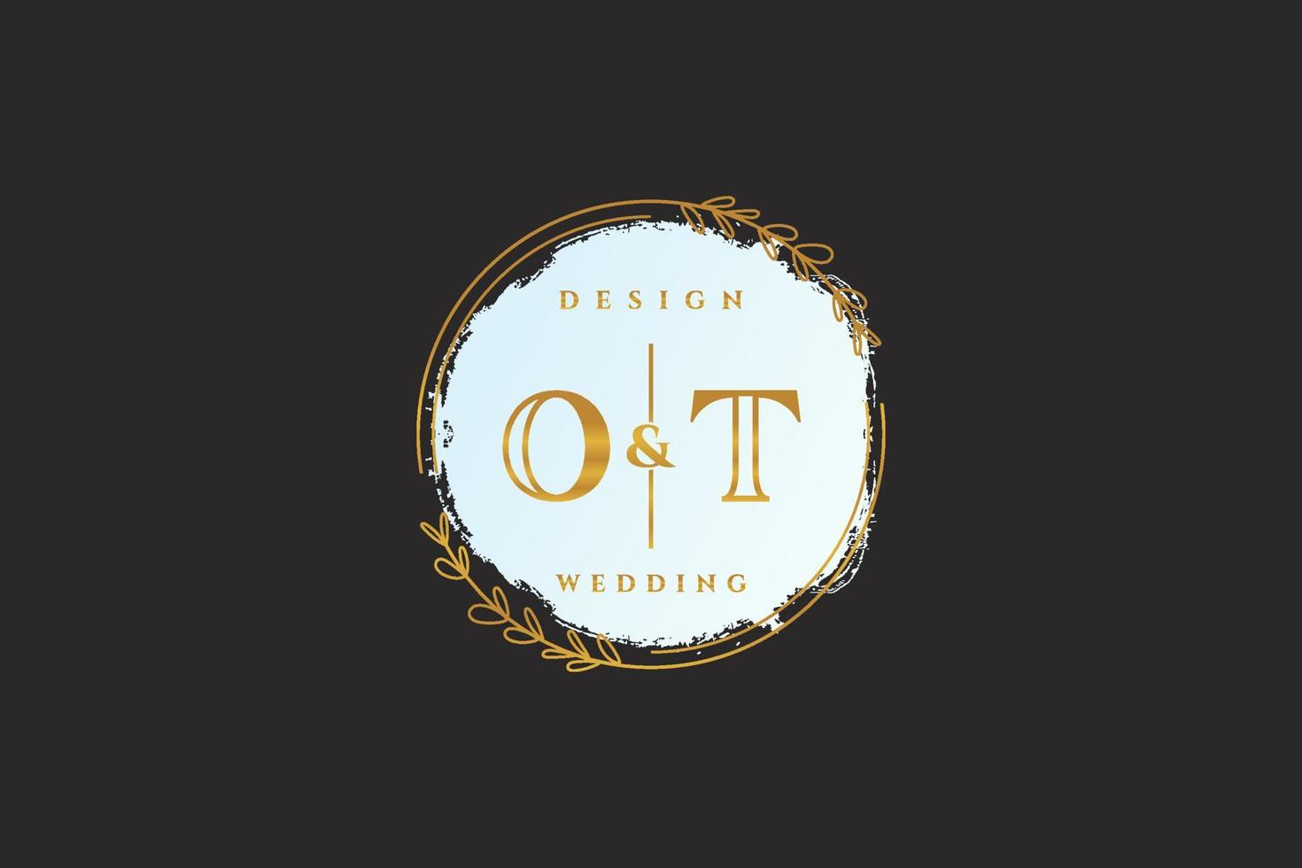 Initial OT beauty monogram and elegant logo design handwriting logo of initial signature, wedding, fashion, floral and botanical with creative template. vector