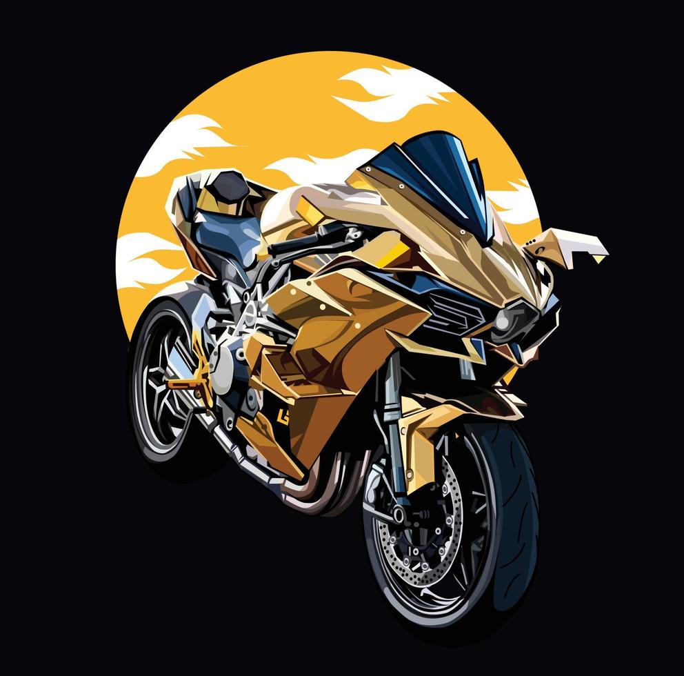 Vector illustration of a sports motorcycle with many details