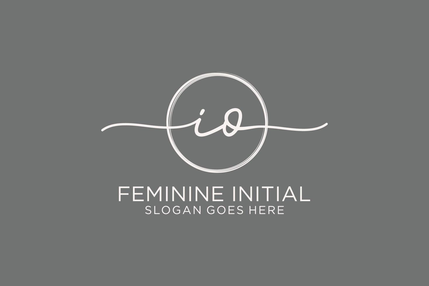 Initial IO handwriting logo with circle template vector logo of initial signature, wedding, fashion, floral and botanical with creative template.