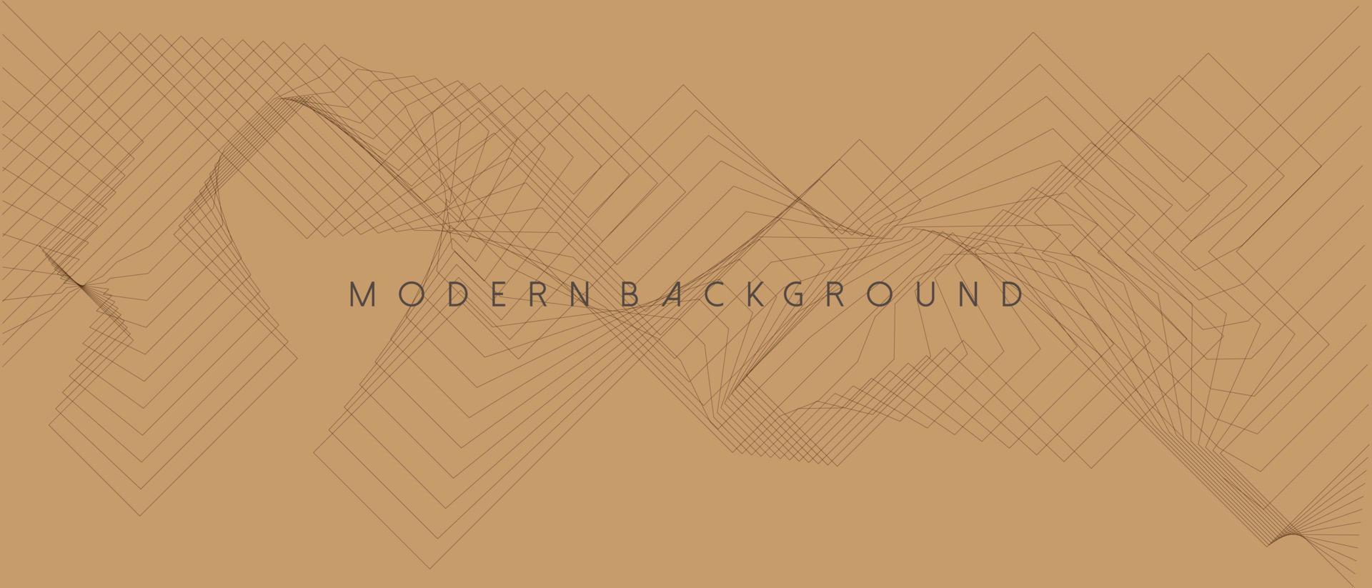 Brown background with abstract geometric and wavy lines. Vector Illustration