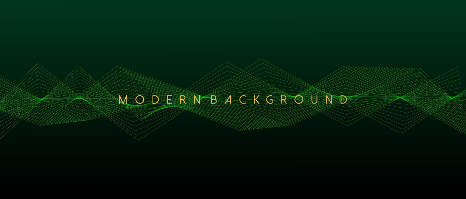 Green background geometric and wavy lines. Vector Illustration