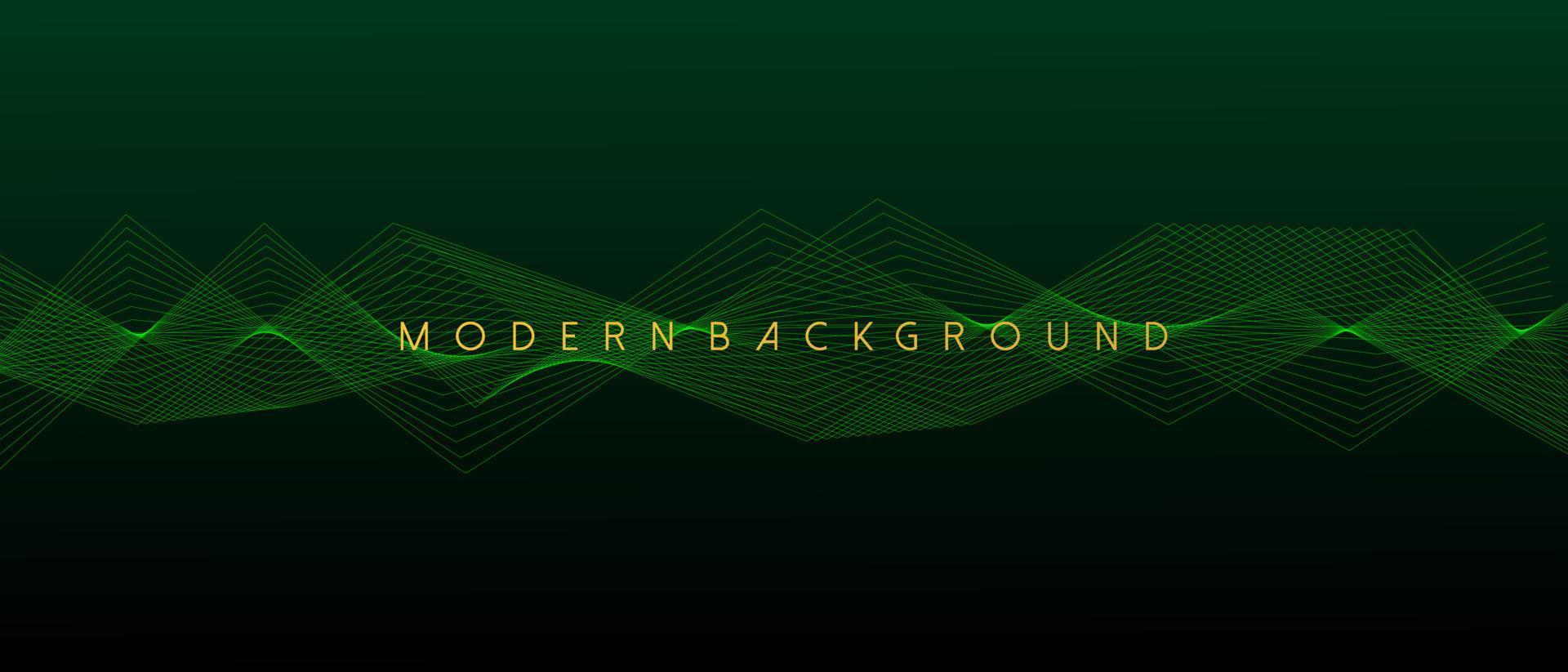 Green background geometric and wavy lines. Vector Illustration