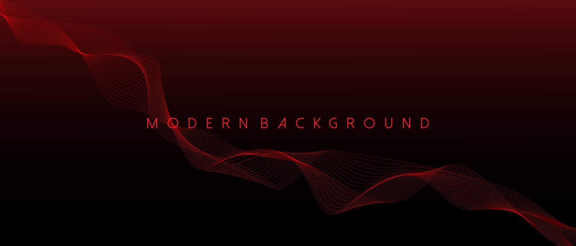 Red background with abstract wavy lines. Vector Illustration