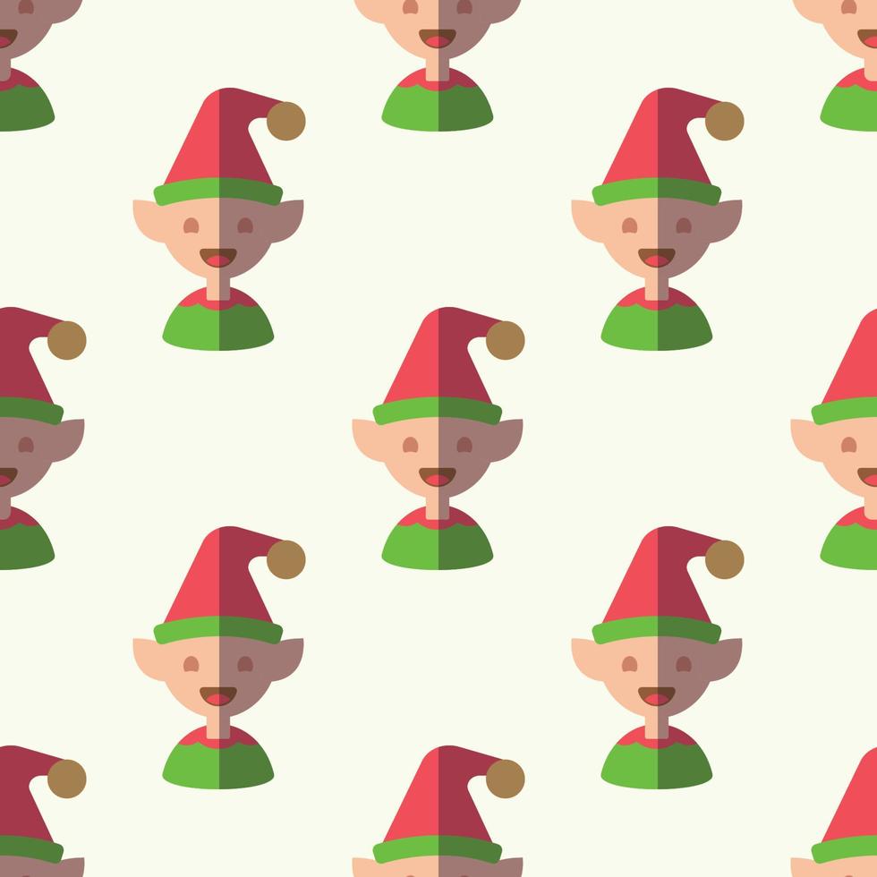 Christmas and New Year concept. Simple pattern of Christmas elf on light beige background. Perfect for web sites, wrappers, giftboxes, postcards vector