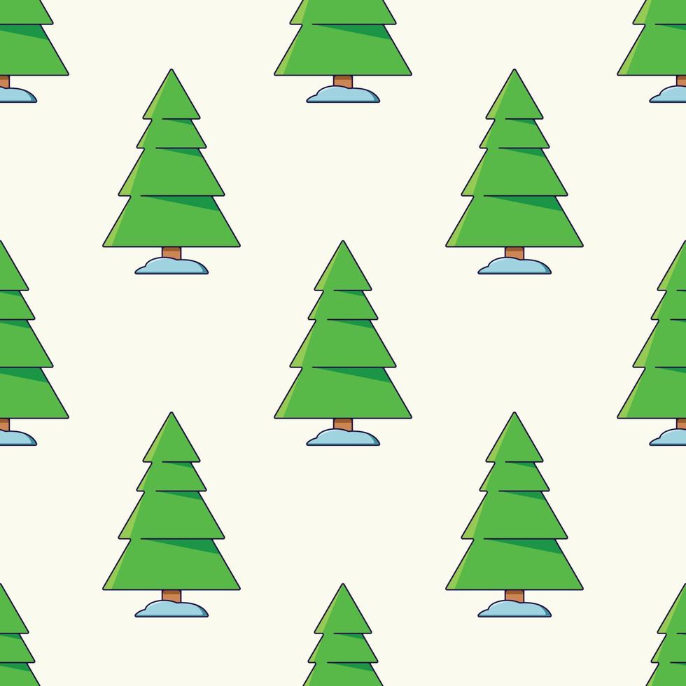 Vector seamless pattern of cartoon Christmas tree on light beige background for sites, wrapping, postcards, web sites etc. Merry Christmas and Happy New Year concept