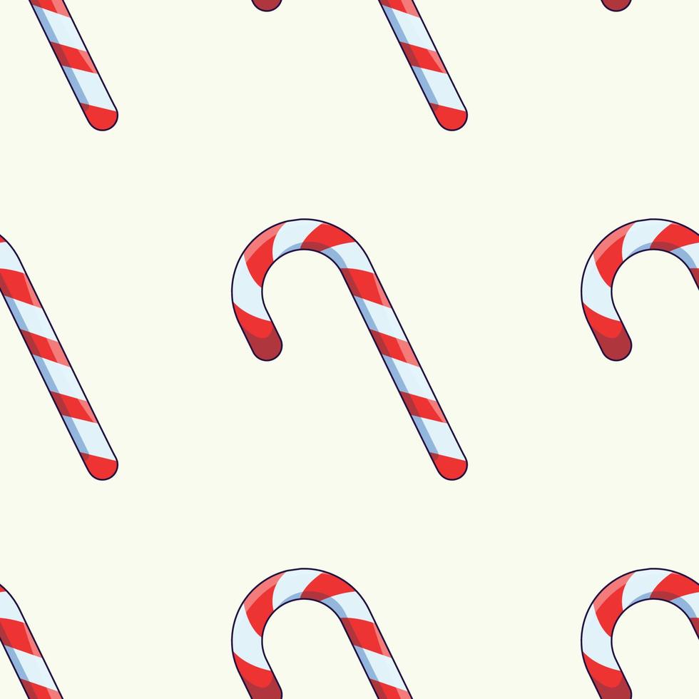 Simple vector seamless pattern of cartoon lollipop or sweet on beige background for textile, wallpapers, wrappers, postcard. Merry Christmas and Happy New Year concept