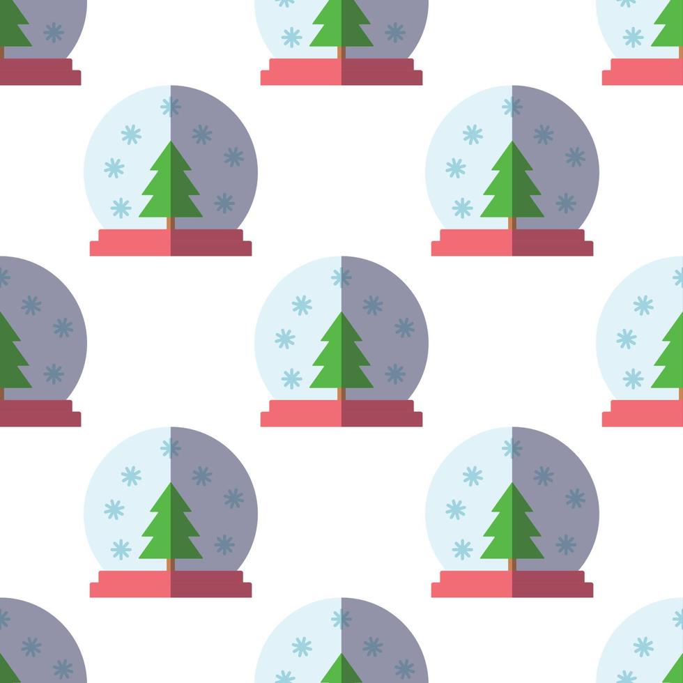 Seamless vector pattern of flat Christmas bauble on white background for Christmas wrappers, postcards, textile, clothing etc. Christmas, New Year and holiday concept