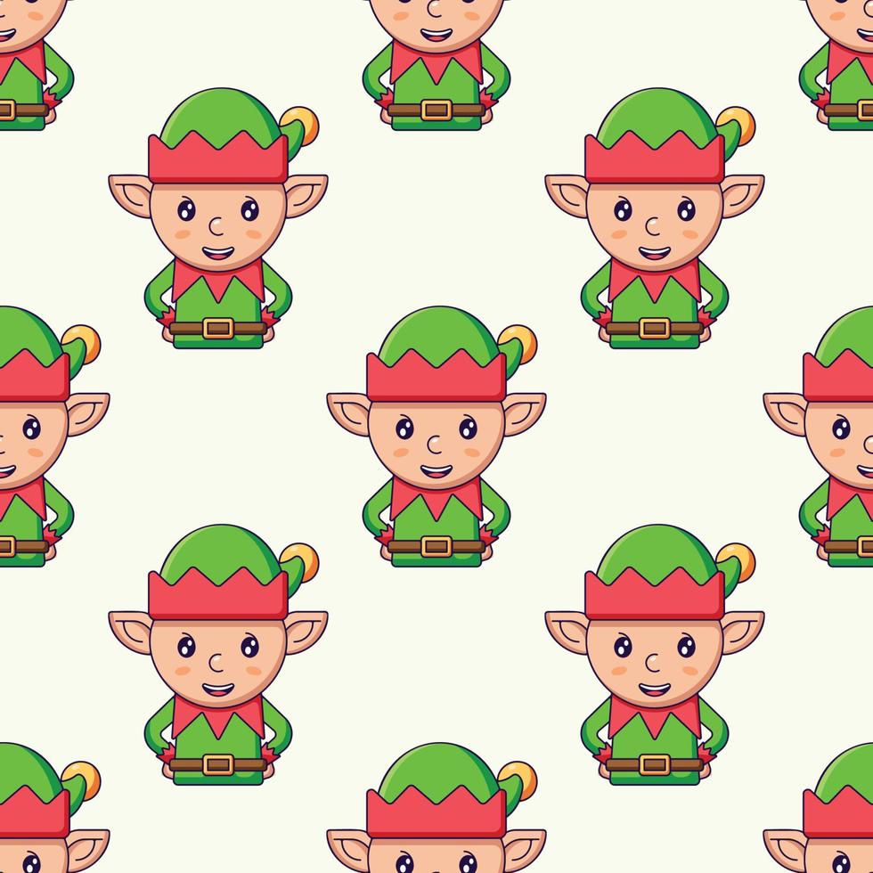 Christmas and New Year concept. Simple pattern of flat Christmas elf on light beige background. Perfect for web sites, wrappers, giftboxes, postcards vector